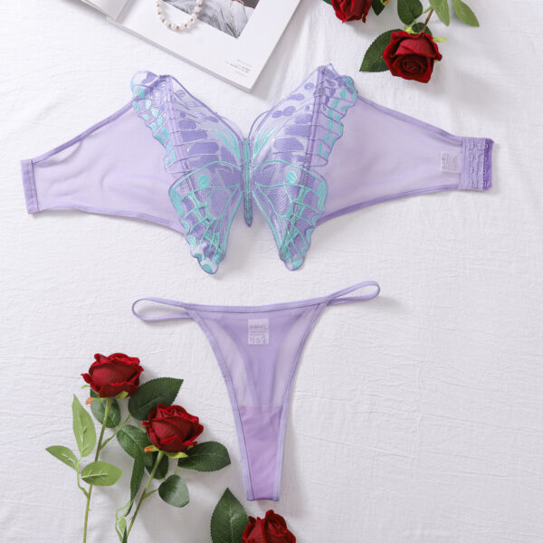 Sexy Butterfly Embroidered Tube Top Mesh See-through Sexy Underwear Two-piece - Image 5