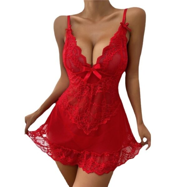 See-through Lingerie Plus Size Net Lace Seduction Pajamas Suit - Image 5