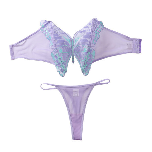 Sexy Butterfly Embroidered Tube Top Mesh See-through Sexy Underwear Two-piece - Image 4