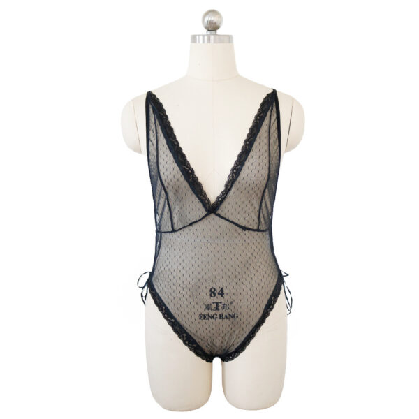 Sexy Deep V Mesh See-through Bodysuit Underwear - Image 4