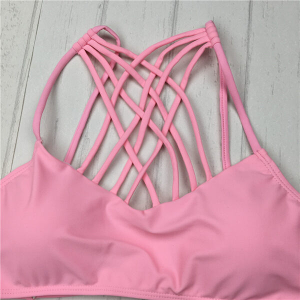 cut out Bikinis Sexy pink bandage cut out Halter bikini swimsuit women cross Women's swimwear swimming suit - Image 10