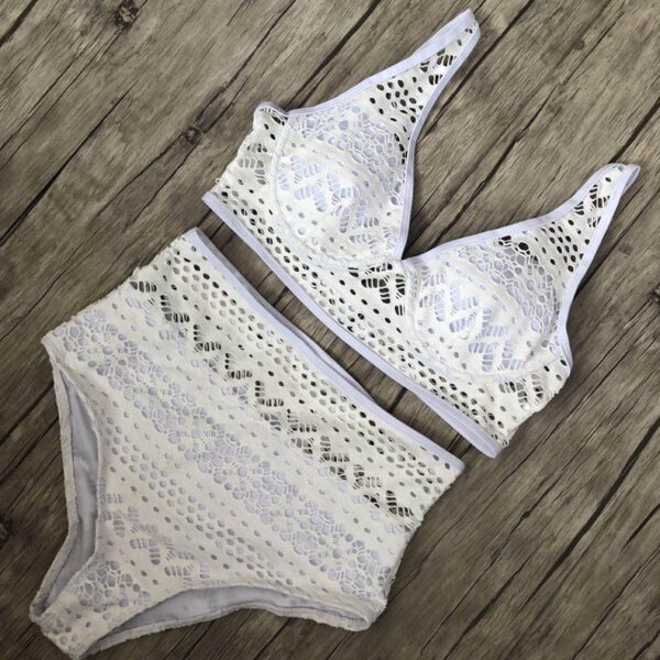 One-piece high waist cutout lace bikini - Image 4