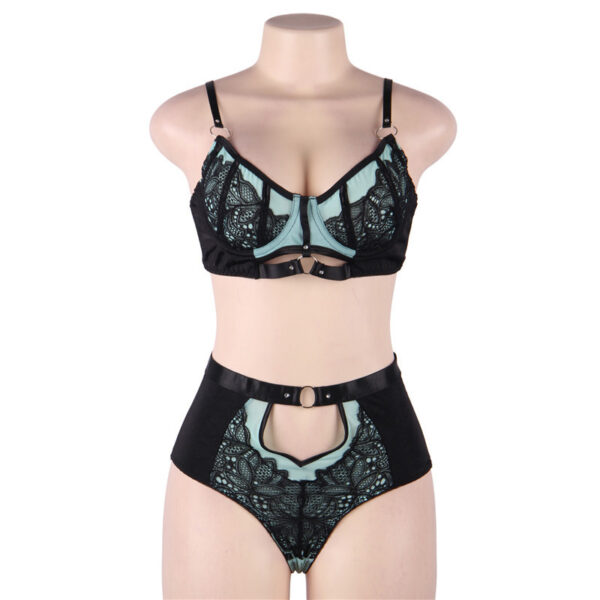 Plus Size Three Point High Waist See-through Underwear Set - Image 5
