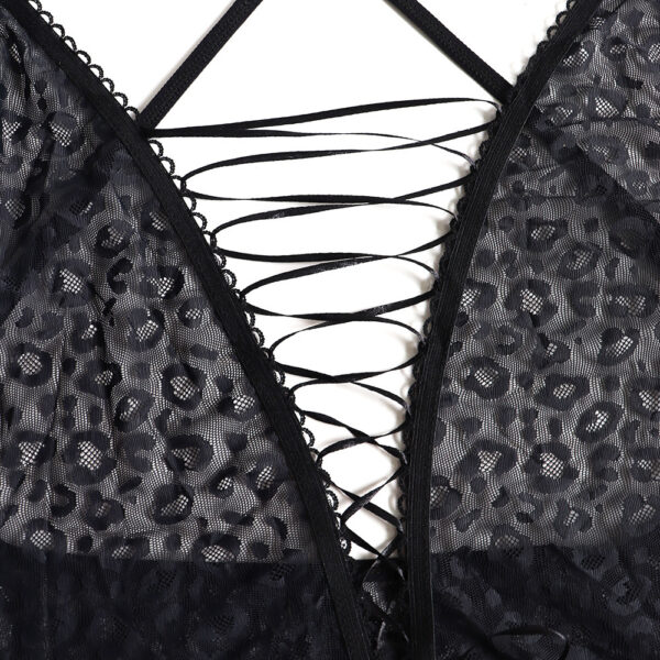 Black Leopard See-Through Sexy Pajamas - Image 6