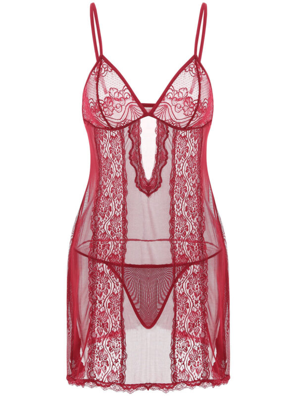 Lace Sling Long Skirt See-through Plus Size Nightdress Panties - Image 2