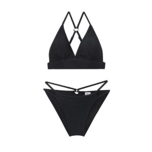 Pure Color Sexy Gathered Deep V Slim Hot Spring Swimsuit