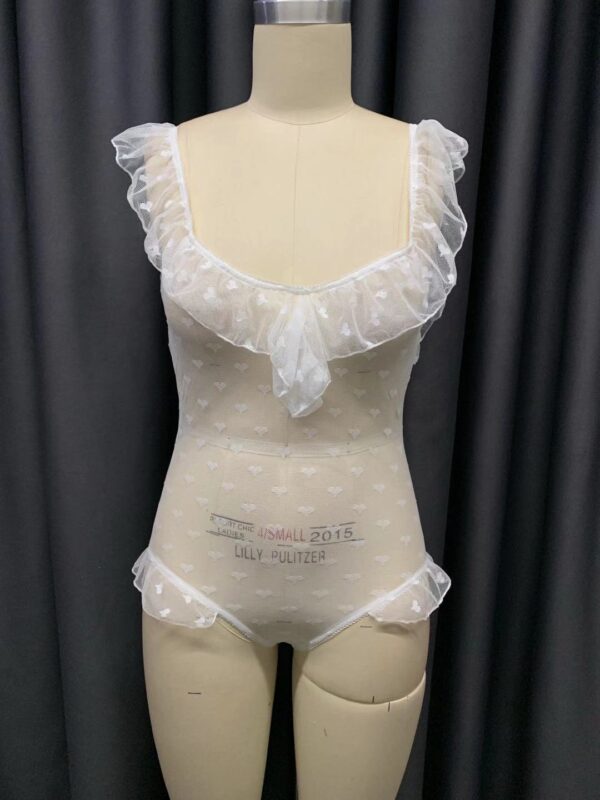 European And American Erotic Underwear Love Mesh See-Through Bodysuit - Image 2
