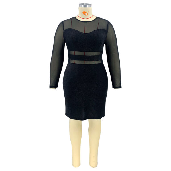 Plus Size Women's Sexy See-through Mesh Stitching Dress - Image 5