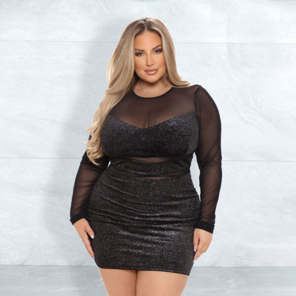 Plus Size Women's Sexy See-through Mesh Stitching Dress