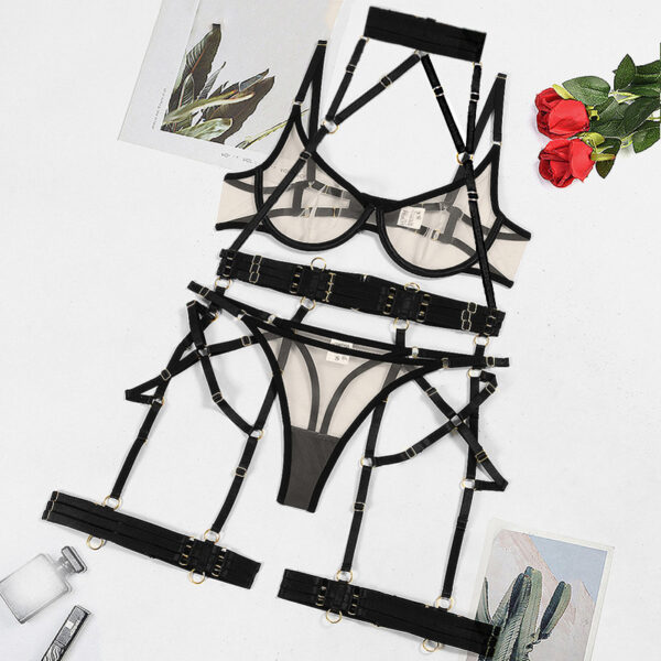 Mesh See-through Sexy Underwear Four-piece Set - Image 5
