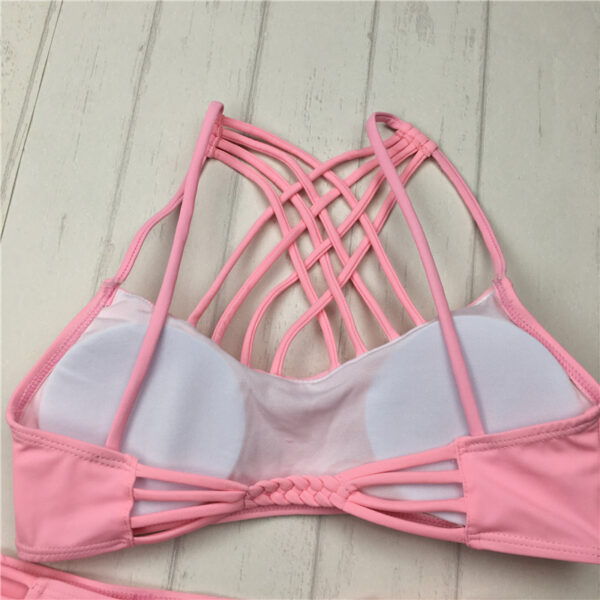 cut out Bikinis Sexy pink bandage cut out Halter bikini swimsuit women cross Women's swimwear swimming suit - Image 5