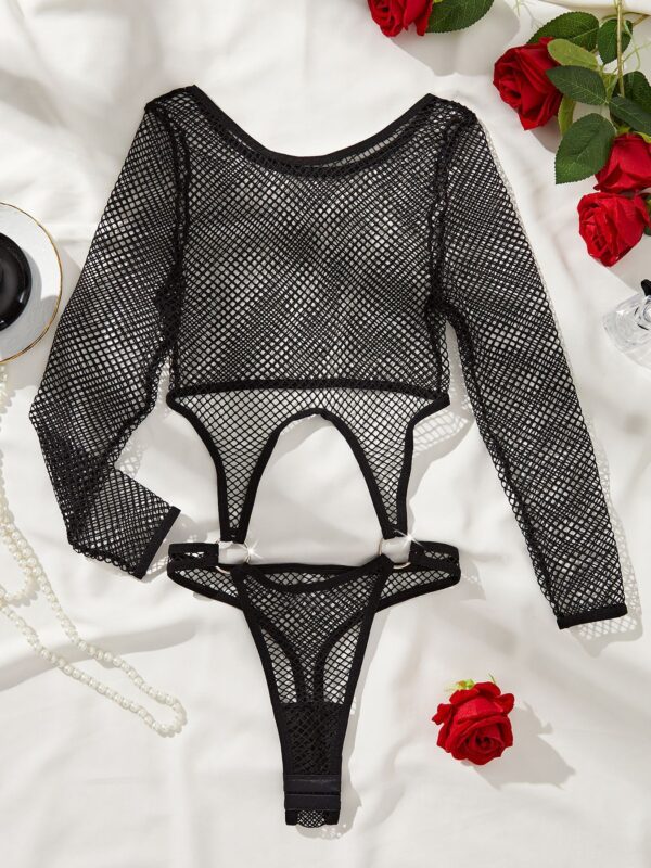 Mesh Bodysuit Hollow Ring Fishnet - Image 5