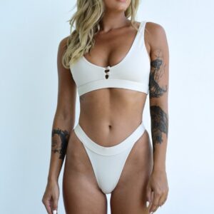 Swimsuit Amazon Multicolor Button Split High Waist Swimsuit