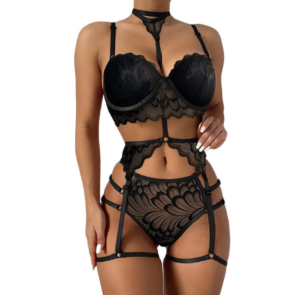 Underwear Sexy Lace Transparent Multicolor Four-piece Suit - Image 6