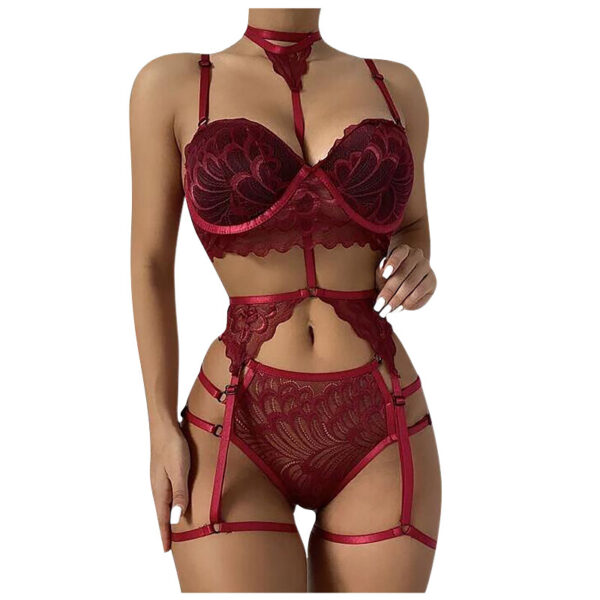Underwear Sexy Lace Transparent Multicolor Four-piece Suit - Image 8