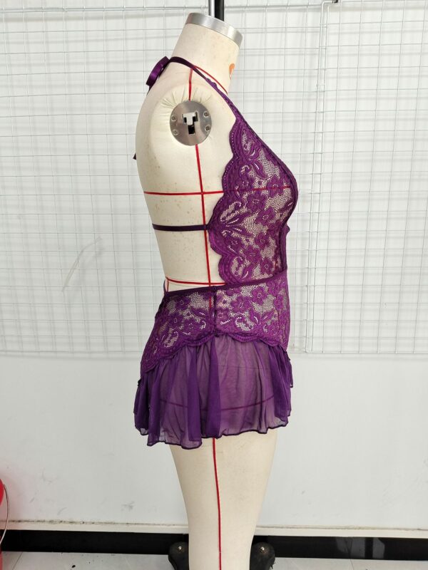 Plus Size Sexy Sleepwear Female Passion Temptation See-through Lace Hollow Out - Image 9