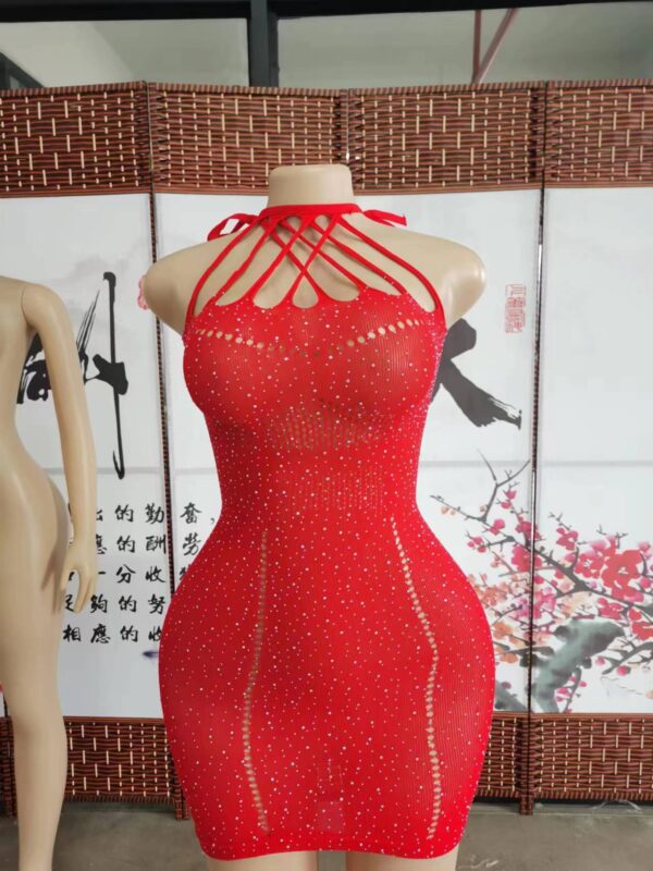 Women's Rhinestone Shiny Sexy Lingerie Fishnet Clothes - Image 3
