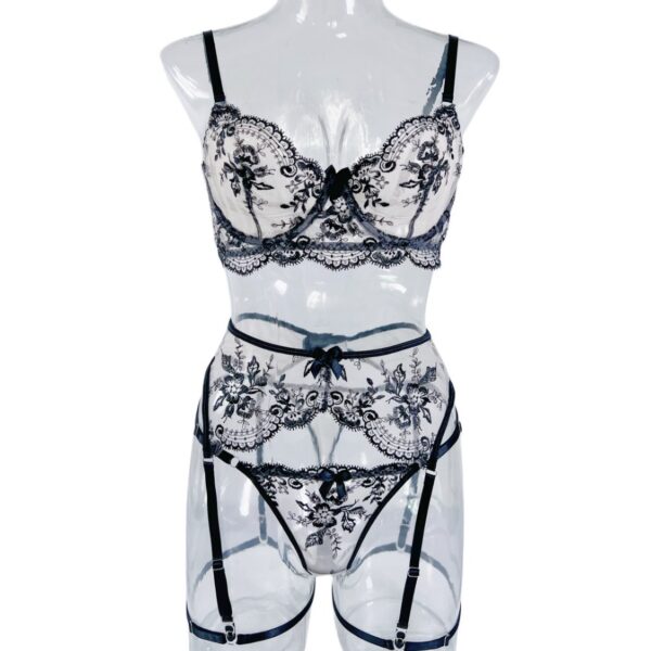 Underwear Embroidery See-through With Cutout Suit Women - Image 5