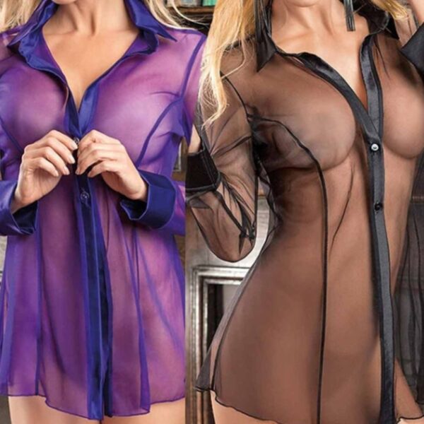 Ladies Flirting See-Through Mesh Pajamas - Image 3