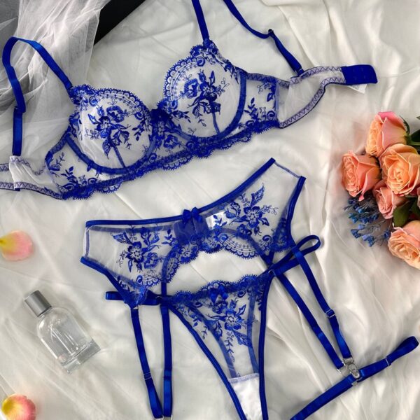 Underwear Embroidery See-through With Cutout Suit Women - Image 3