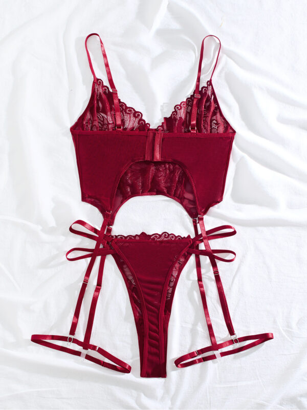 Plus Size Fat Woman Underwear Lace See-through Bra T-back Two-piece Suit - Image 9