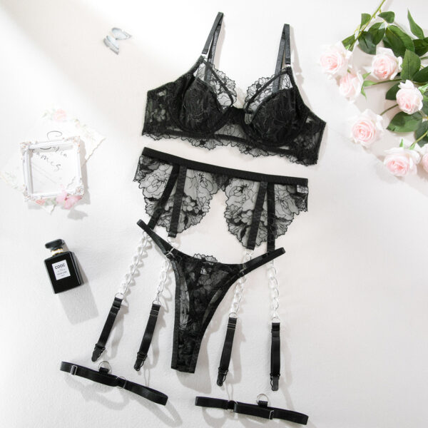 Women's Embroidered See-through Bra Chain Underwear - Image 3