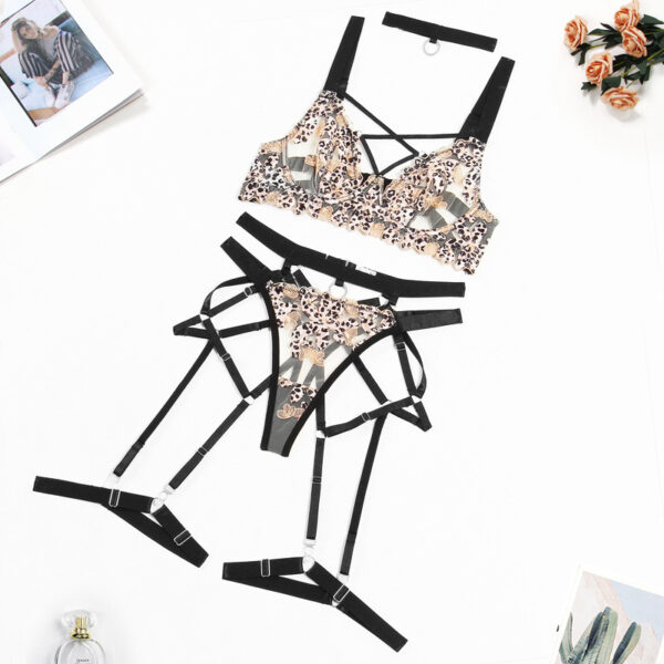 Leopard Embroidery Steel Ring Push Up Sexy Underwear Sexy Suit - Image 5