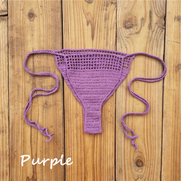 Handmade Crochet Bikini Bottoms Cotton Sunbathing Swimming Trunks - Image 4