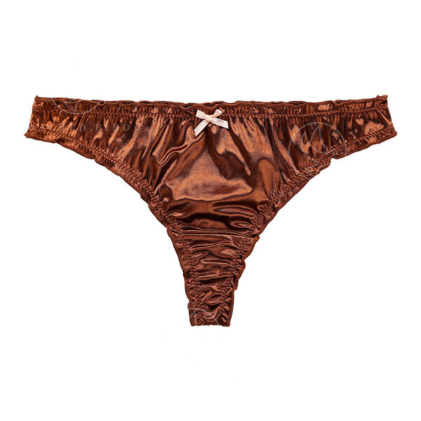 Satin Cotton Crotch T-back Women's Underwear - Image 6