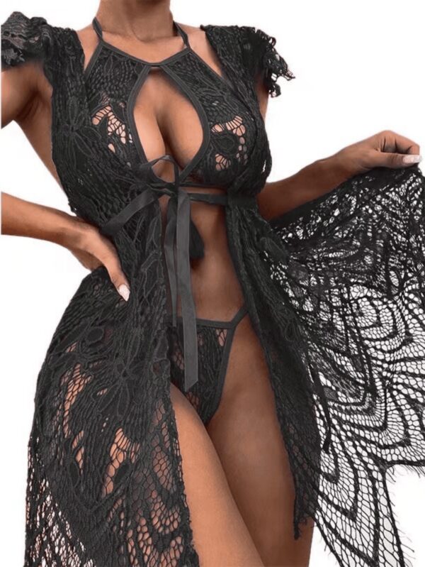 Sexy Lace Three-point Sexy Lingerie See-through Temptation Sexy Suit - Image 2