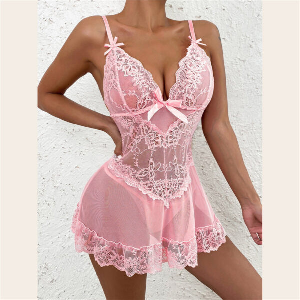 See-through Lingerie Plus Size Net Lace Seduction Pajamas Suit - Image 6