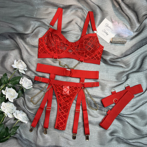 Underwear Mesh See-through Comfortable Fun Three-piece Suit - Image 3