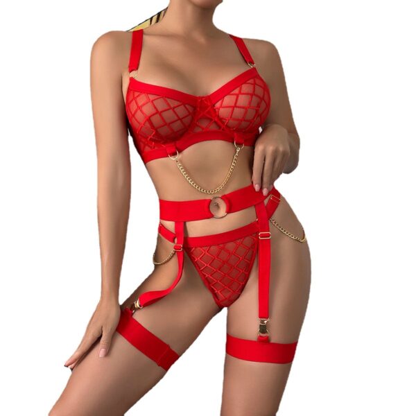 Underwear Mesh See-through Comfortable Fun Three-piece Suit - Image 2