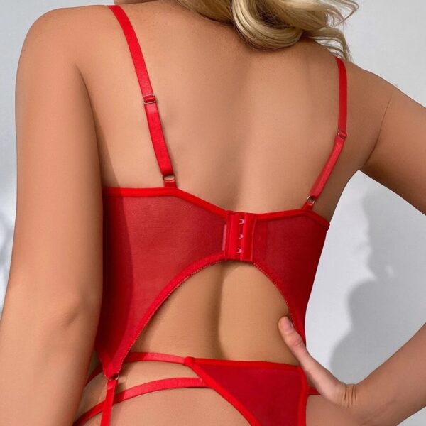 Mesh Charm Uniform Lace See-through Two-piece Suit - Image 3