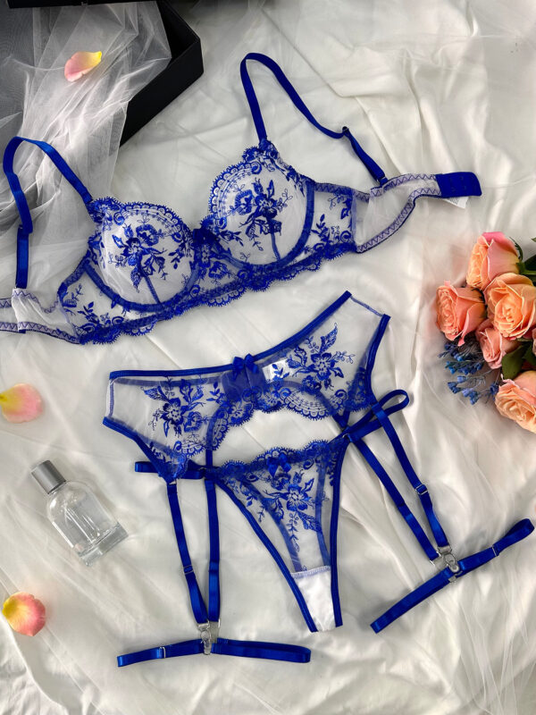 Underwear Embroidery See-through With Cutout Suit Women - Image 6