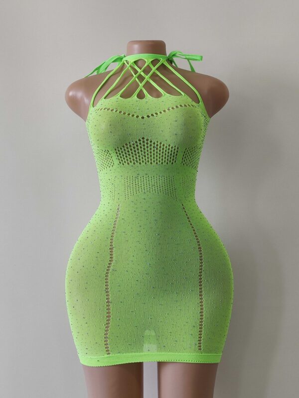 Women's Rhinestone Shiny Sexy Lingerie Fishnet Clothes - Image 5