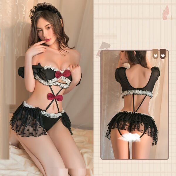 Polka Dot Mesh Underwear Uniform Suit Women - Image 3