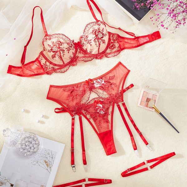 Underwear Embroidery See-through With Cutout Suit Women - Image 2