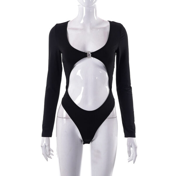 Women's Solid Color Sexy Metal Bodysuit - Image 6