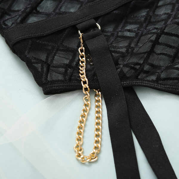 Mesh See-through Underwear Metal Chain Set - Image 8