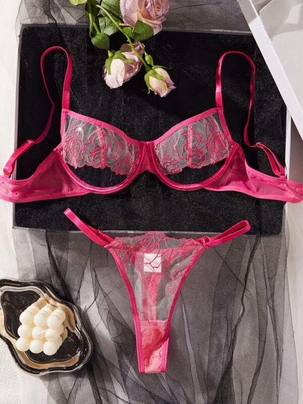 Mesh Stitching See-through Underwear Two-piece - Image 5
