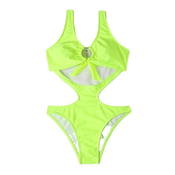 Women's One Piece Drawstring Backless Bikini - Image 5